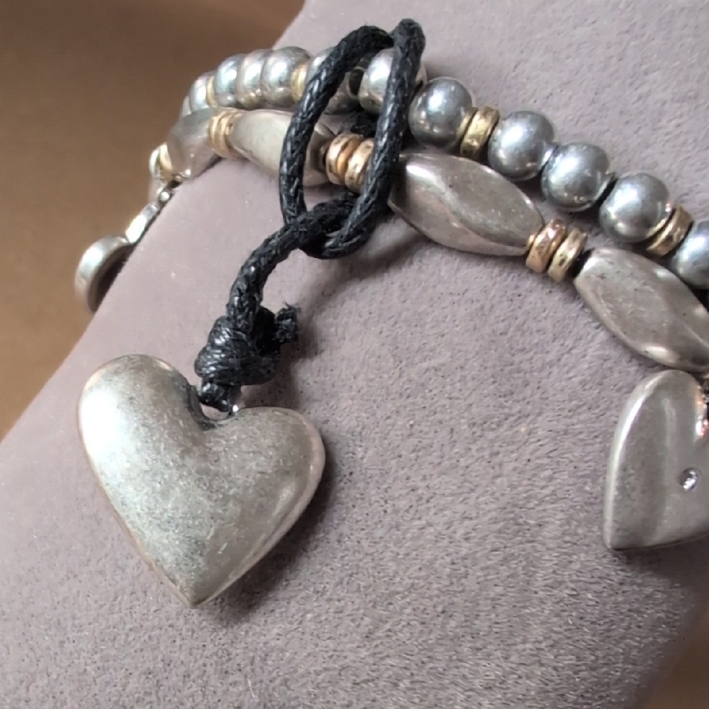 J. Jill Silver Stretch Bracelet Set with Heart Charms - Picture 6 of 7